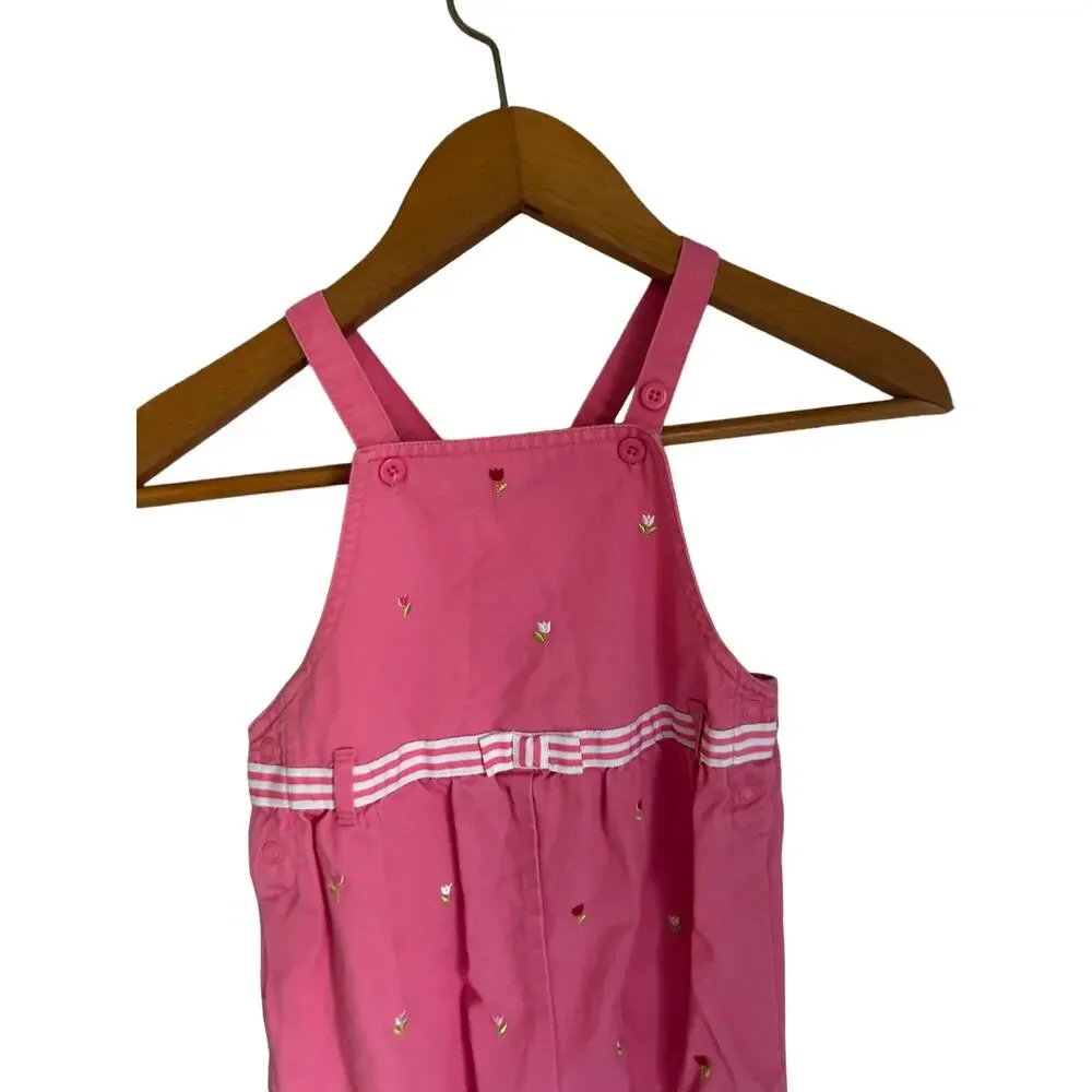 Vintage Gymboree Tip Toe Tulip girls toddler‎ pink one piece overalls 2t